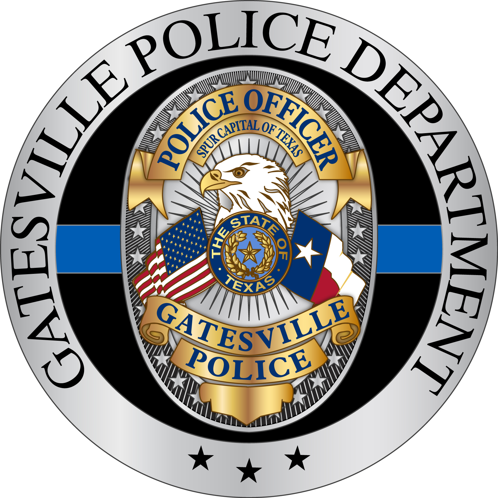 C-204245 Gatesville Police Department Badge and Patch Coin Texas MC AR Front